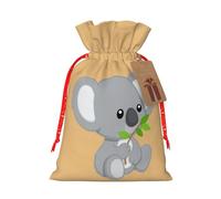 MIEKGPS Green leaf koala print Drawstring Fabric Gift Bags, Reusable Gift Wrap Party Favor Bags Birthday Party