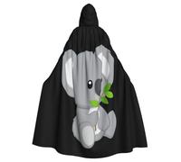 MIEKGPS Green leaf koala Print Hooded Cloak Halloween Costume, Long Robe Cape Costume for Adults, Women and Men