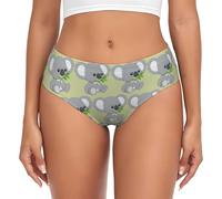 MIEKGPS Green leaf koala print Sexy Women Underwear Briefs Breathable Hipster Panty soft personalized Briefs women, Black, M