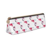 MIEKGPS Hello Glasses Flamingo print personalized Leather Pencil Case Bag Makeup Cosmetic Holder Pouch Stationery Bag