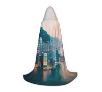 MIEKGPS Hong Kong Print Small size Hooded Cloak Halloween Costume, Robe Cape,Halloween Cosplay Witch