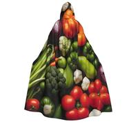 MIEKGPS Introduction of various vegetables Print Large Hooded Cloak Halloween Costume, Long Robe Cape Costume for Adults Women Men