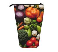 MIEKGPS Introduction of various vegetables print Stand Pencil Holder Telescopic Cute Pencil Case fun Cosmetic Portable Makeup Bag