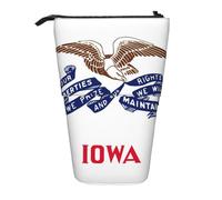 MIEKGPS Iowa state flag print Stand Pencil Holder Telescopic Cute Pencil Case fun Cosmetic Portable Makeup Bag