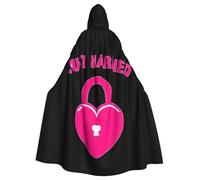 MIEKGPS just married Print Hooded Cloak Halloween Costume, Long Robe Cape Costume for Adults, Women and Men
