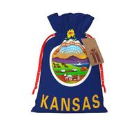 MIEKGPS Kansas State Flag print Drawstring Fabric Gift Bags, Reusable Gift Wrap Party Favor Bags Birthday Party