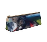 MIEKGPS Kilauea Volcano Bloom print personalized Leather Pencil Case Bag Makeup Cosmetic Holder Pouch Stationery Bag