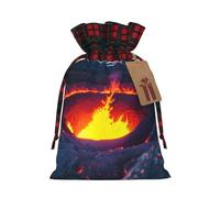 MIEKGPS Kilauea Volcano print Drawstring Fabric Gift Bags, Reusable Gift Wrap Favor Bags Birthday 8.3 x 11.8 in