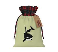 MIEKGPS killer whale dolphin ocean print Drawstring Fabric Gift Bags, Reusable Gift Wrap Favor Bags Birthday 4.7 x 6.9 in