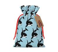MIEKGPS killer whale dolphin ocean print Drawstring Fabric Gift Bags, Reusable Gift Wrap Party Favor Bags Birthday Party