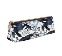 MIEKGPS Killer Whale print personalized Leather Pencil Case Bag Makeup Cosmetic Holder Pouch Stationery Bag