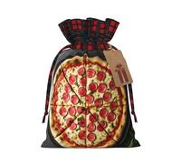 MIEKGPS Large Pizza print Drawstring Fabric Gift Bags, Reusable Gift Wrap Favor Bags Birthday 8.3 x 11.8 in