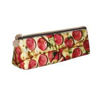 MIEKGPS Large Pizza print personalized Leather Pencil Case Bag Makeup Cosmetic Holder Pouch Stationery Bag