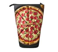 MIEKGPS Large Pizza print Stand Pencil Holder Telescopic Cute Pencil Case fun Cosmetic Portable Makeup Bag