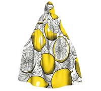 MIEKGPS Lemon Fruit Pattern Print Large Hooded Cloak Halloween Costume, Long Robe Cape Costume for Adults Women Men