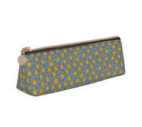 MIEKGPS Lion Lions Head Lion Kids Blue print personalized Leather Pencil Case Bag Makeup Cosmetic Holder Pouch Stationery Bag
