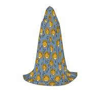 MIEKGPS Lion Lions Head Lion Kids Blue Print Small size Hooded Cloak Halloween Costume, Robe Cape,Halloween Cosplay Witch