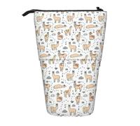 MIEKGPS Llama Cartoon Pattern print Stand Pencil Holder Telescopic Cute Pencil Case fun Cosmetic Portable Makeup Bag