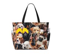 MIEKGPS Many dogs print Large Travel Beach Tote Bag for Women Lightweight Waterproof Pool Bag for Travel