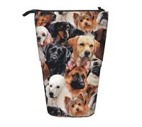 MIEKGPS Many dogs print Stand Pencil Holder Telescopic Cute Pencil Case fun Cosmetic Portable Makeup Bag