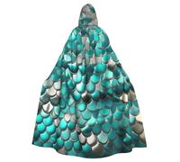 MIEKGPS Mermaid Scale Print Hooded Cloak Halloween Costume, Long Robe Cape Costume for Adults, Women and Men