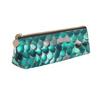 MIEKGPS Mermaid Scale print personalized Leather Pencil Case Bag Makeup Cosmetic Holder Pouch Stationery Bag