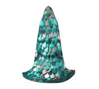 MIEKGPS Mermaid Scale Print Small size Hooded Cloak Halloween Costume, Robe Cape,Halloween Cosplay Witch