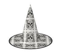 MIEKGPS Mexican Skull print Halloween Witch Hat Wizard Hat Decoration Accessories Party Cosplay Foldable