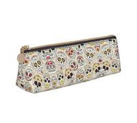 MIEKGPS Mexican Skull1 print personalized Leather Pencil Case Bag Makeup Cosmetic Holder Pouch Stationery Bag