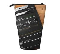 MIEKGPS Movies Clapperboard Pattern print Stand Pencil Holder Telescopic Cute Pencil Case fun Cosmetic Portable Makeup Bag