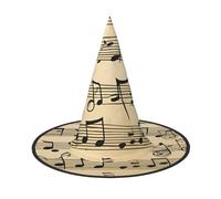 MIEKGPS Musical Notes print Halloween Witch Hat Wizard Hat Decoration Accessories Party Cosplay Foldable