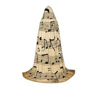 MIEKGPS Musical Notes Print Small size Hooded Cloak Halloween Costume, Robe Cape,Halloween Cosplay Witch