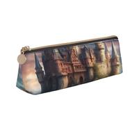 MIEKGPS Mysterious Fantasy Fairy Tale Castle01 print personalized Leather Pencil Case Bag Makeup Cosmetic Holder Pouch Stationery Bag
