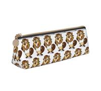 MIEKGPS Naughty Beaver print personalized Leather Pencil Case Bag Makeup Cosmetic Holder Pouch Stationery Bag