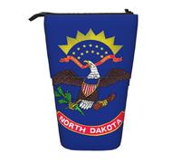 MIEKGPS North Dakota State Flag print Stand Pencil Holder Telescopic Cute Pencil Case fun Cosmetic Portable Makeup Bag