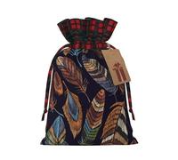 MIEKGPS Peacock feather print Drawstring Fabric Gift Bags, Reusable Gift Wrap Favor Bags Birthday 4.7 x 6.9 in
