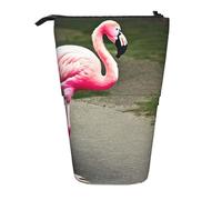 MIEKGPS Pink Flamingo print Stand Pencil Holder Telescopic Cute Pencil Case fun Cosmetic Portable Makeup Bag