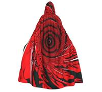 MIEKGPS Red Flower Vortex Spiral Print Large Hooded Cloak Halloween Costume, Long Robe Cape Costume for Adults Women Men