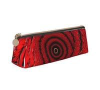 MIEKGPS Red Flower Vortex Spiral print personalized Leather Pencil Case Bag Makeup Cosmetic Holder Pouch Stationery Bag