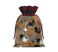 MIEKGPS Rooster and Chicken Print print Drawstring Fabric Gift Bags, Reusable Gift Wrap Favor Bags Birthday 8.3 x 11.8 in
