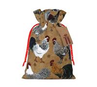 MIEKGPS Rooster and Chicken Print print Drawstring Fabric Gift Bags, Reusable Gift Wrap Party Favor Bags Birthday Party
