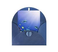 MIEKGPS Shark Swimming Under the Sea All-Occasion Card Birthday Thank You Sympathy Christmas Greeting Cards Envelopes