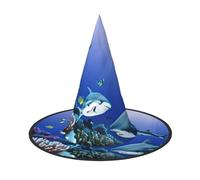 MIEKGPS Shark Swimming Under the Sea print Halloween Witch Hat Wizard Hat Decoration Accessories Party Cosplay Foldable