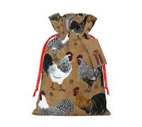 MIEKGPS Shine Rooster print Drawstring Fabric Gift Bags, Reusable Gift Wrap Party Favor Bags Birthday Party