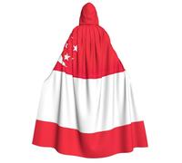 MIEKGPS Singapore Flag Print Large Hooded Cloak Halloween Costume, Long Robe Cape Costume for Adults Women Men