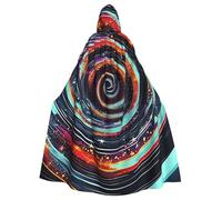 MIEKGPS Space Spiral Cosmic Print Hooded Cloak Halloween Costume, Long Robe Cape Costume for Adults, Women and Men