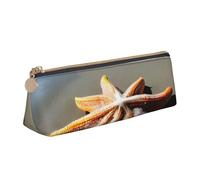 MIEKGPS Starfish Lighthouse Beach print personalized Leather Pencil Case Bag Makeup Cosmetic Holder Pouch Stationery Bag