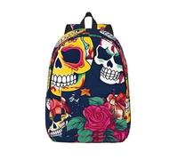 MIEKGPS Sugar Skull and Flowers Backpack Travel Backpack Classic Stylish Casual Daypack Bag Travel for Women Men, blackone, S