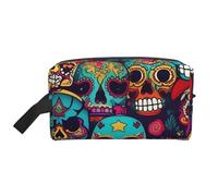 MIEKGPS Sugar Skulls Print Cosmetic Bags for Women Makeup Bag Large Capacity Travel Toiletry Storage Pouch