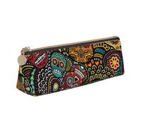 MIEKGPS Sugar Skulls Print print personalized Leather Pencil Case Bag Makeup Cosmetic Holder Pouch Stationery Bag